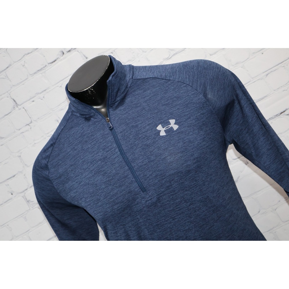 Under Armour Pullover Mens Large Blue Heathered Tech 1/4 Zip Activewear Golf Gym